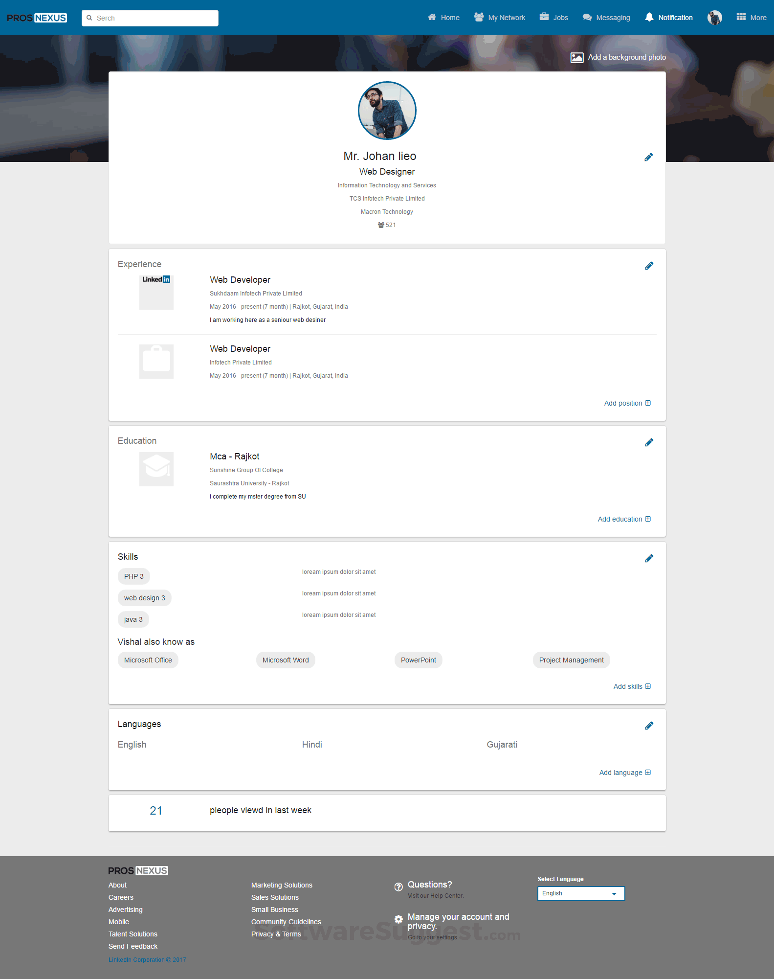 LinkedIn Clone — ProsNexus Small Screenshot 1